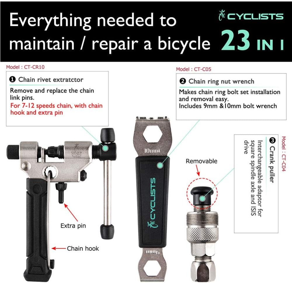 23-Piece Bike Repair Tool Kit  - Mountain Biking Images recensione e prezzo